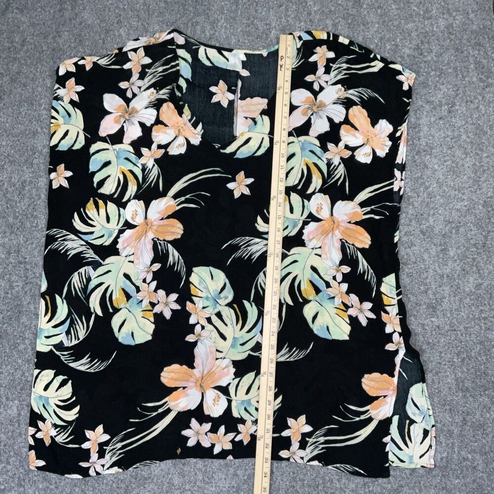 Kona Sol Cover Up  Dress Womens Size XL Black  Floral Beach Pool Cruise wear - Picture 4 of 8